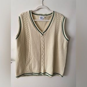 Princess Polly Cream/Green Trim Sweater Vest